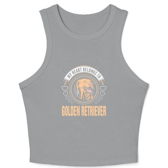 My Heart Belongs To Golden Retriever Dog Crop Tank Top