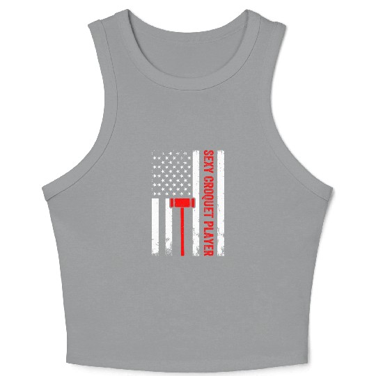Sexy Croquet Player US Flag Croquet Player Crop Tank Top