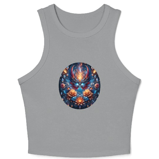 Phoenix Rebirth in Cosmic Bloom Crop Tank Top