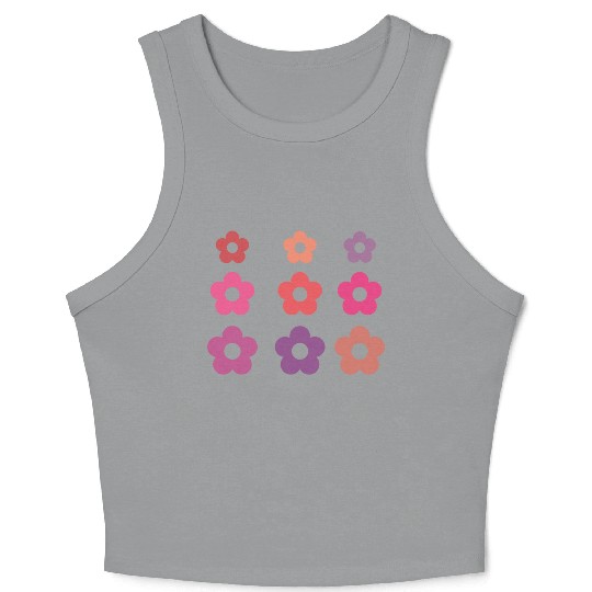 Large and small pink multi-colored flowers Crop Tank Top