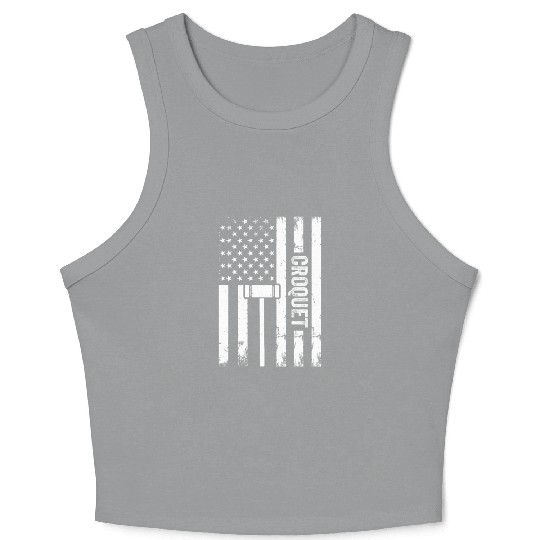 Croquet Player Croquet US Flag Croquet Crop Tank Top