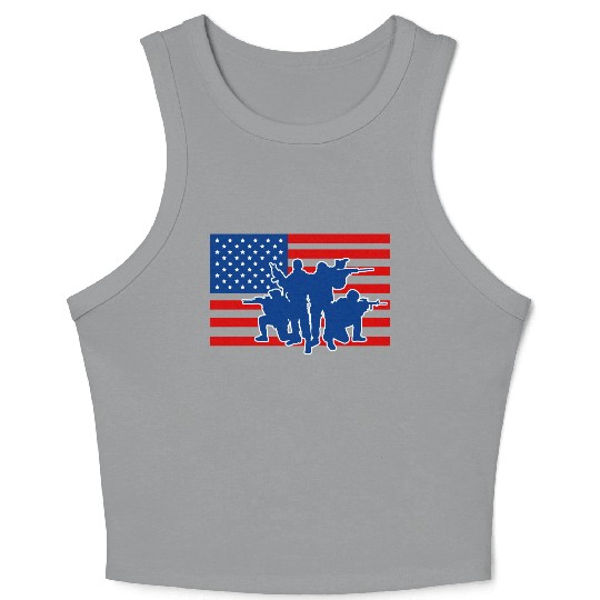 Military Army Soldiers US Flag Crop Tank Top
