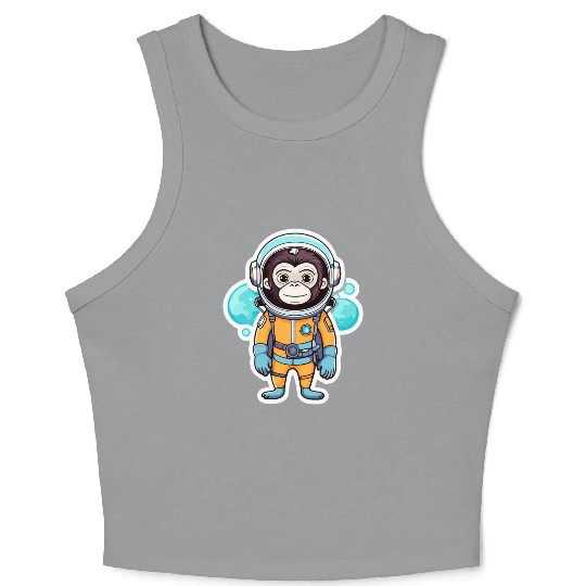 Monkey Ape Astronaut Illustration Crop Tank Top