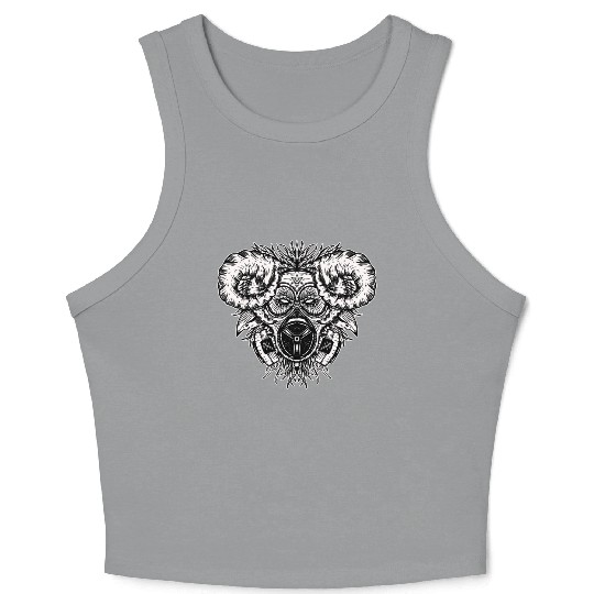 Skull Goat Beast Artwork Crop Tank Top