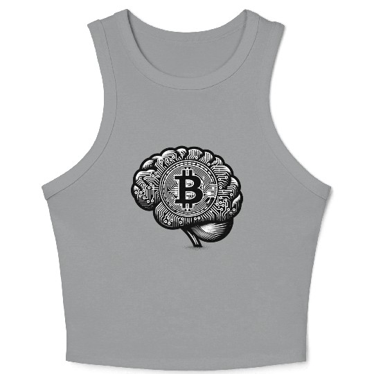Bitcoin symbol crypto coins brain mindset 2 Crop Tank Top