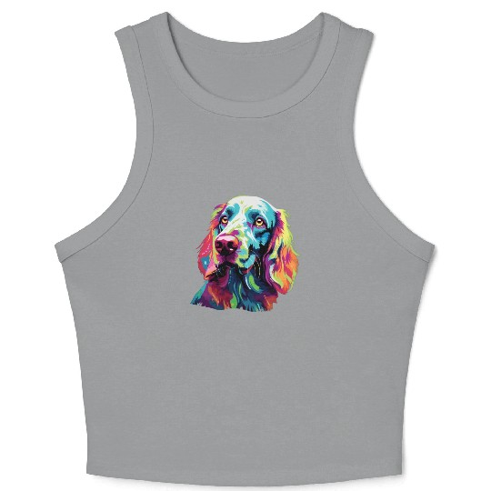 Watercolor Colorful English Setter Crop Tank Top