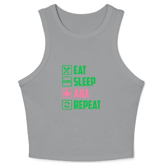 Eat Sleep AKA Repeat Alpha Kappa Alpha Womens Gift Crop Tank Top