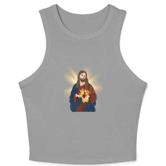sacred heart of jesus Crop Tank Top