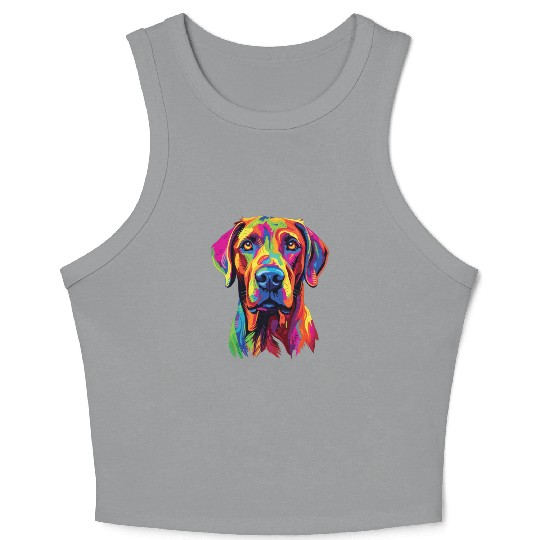 Watercolor Colorful Rhodesian Ridgeback Crop Tank Top