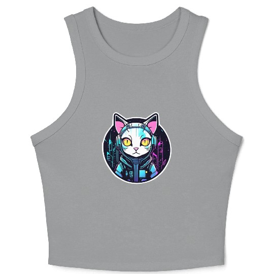 Cyberpunk Cat Crop Tank Top