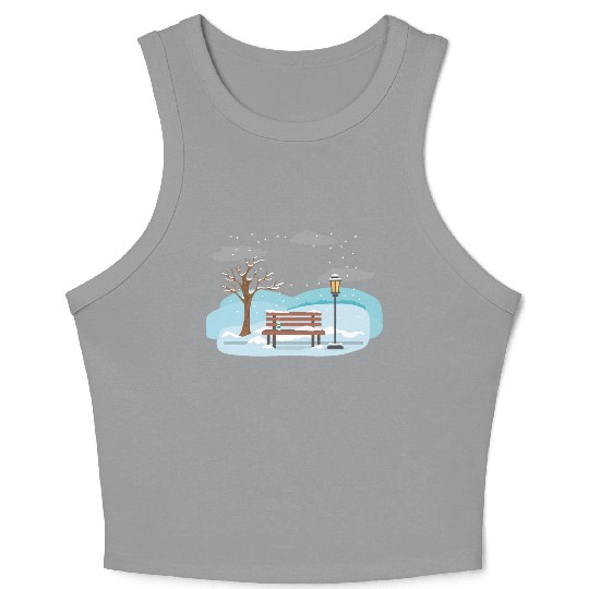 Winter tree scene with spotlight Crop Tank Top
