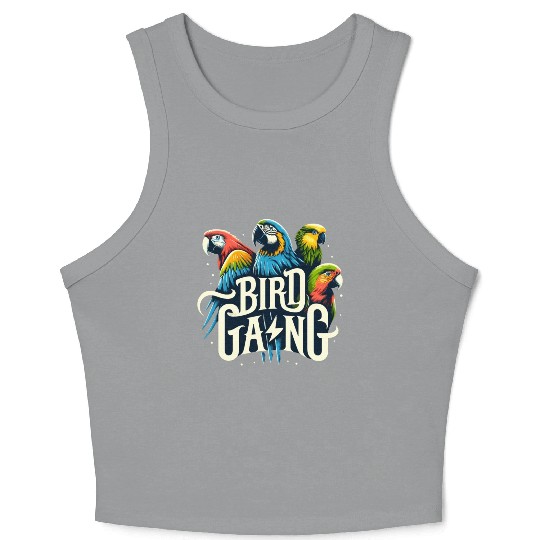 Bird Gang Parrot Funny Birder Flock Owner Macaw Crop Tank Top