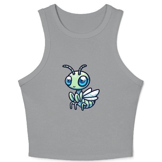 Playful Mantis Cartoon Crop Tank Top