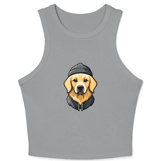 Golden Retriever with cap Crop Tank Top