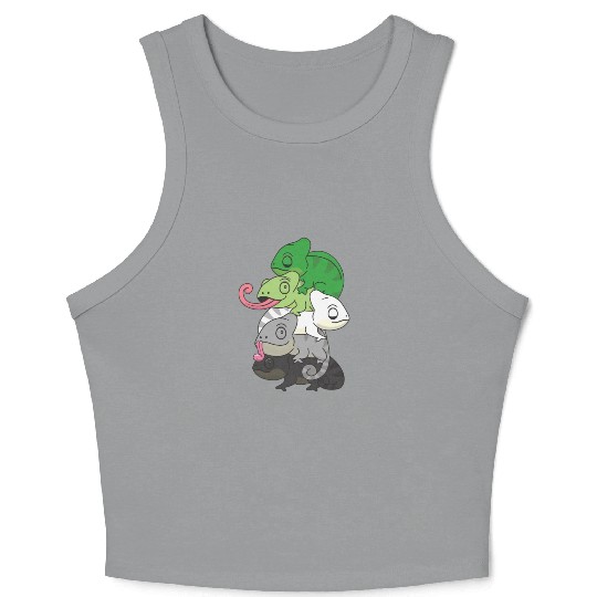 Aromantic Flag Pride Lgbtq Cute Chameleon Pile Crop Tank Top