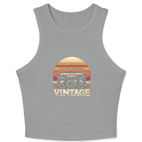 Vintage Boombox Old School 80s Music Retro Crop Tank Top