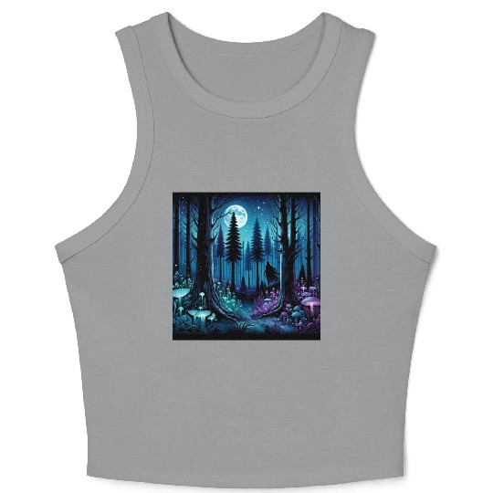 Mystic Moonlit Enchanted Forest Crop Tank Top