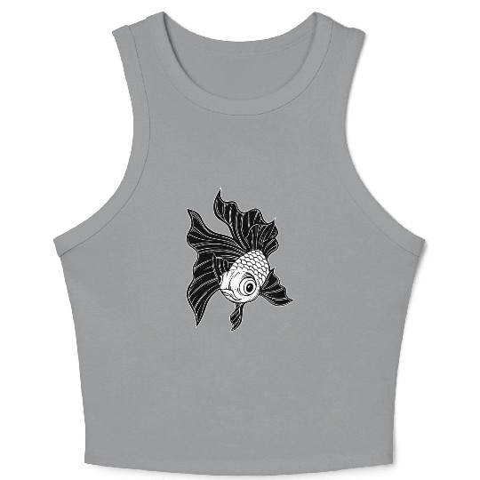Dark Fish Japanese Artwork Crop Tank Top