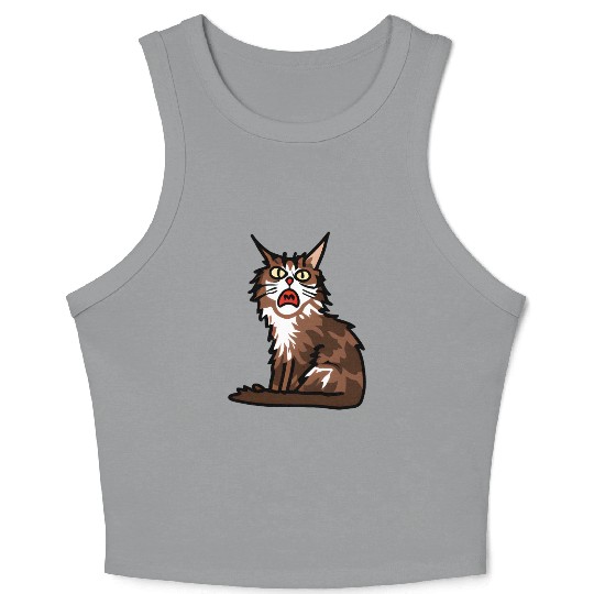 Maine Cat - Grumpy or Surprised Expression Crop Tank Top