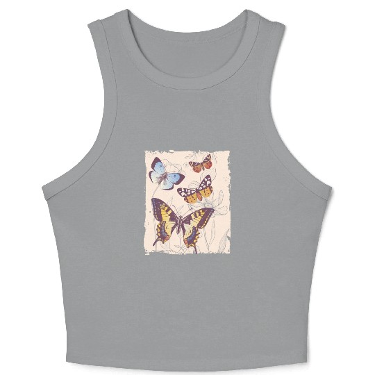 Butterfly Cotaggecore Naturecore Crop Tank Top