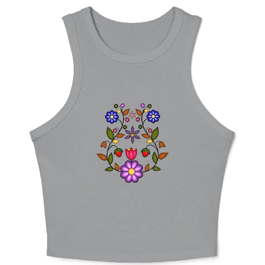 Native Ojibwe Floral with Anishinaabe Flowers Crop Tank Top
