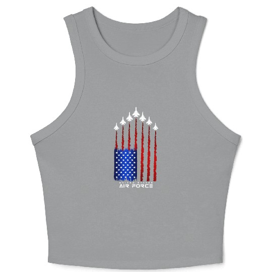 Air Force US Veterans 4th of July Crop Tank Top American