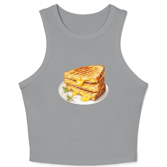 Plate of Grilled Cheese Sandwich Crop Tank Top
