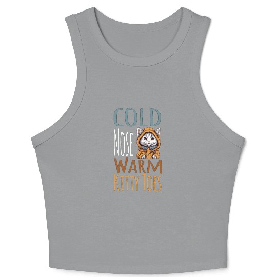 Cold Nose Warm Kitty Toes White Cat Winter Outfit Crop Tank Top