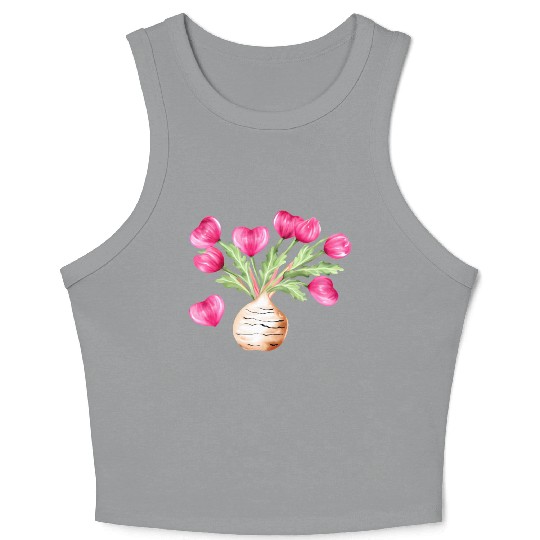 Turnip Love Bouquet Heart Flowers Valentine's Day Crop Tank Top