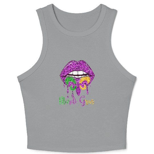 Dripping Mardi Gras Crop Tank Top
