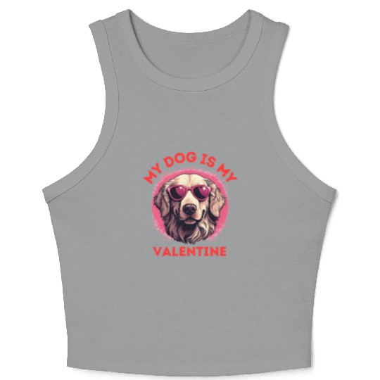 My Dog is my Valentine's Day 2024 Golden Retriever Crop Tank Top
