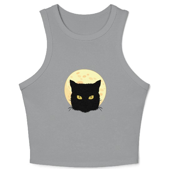 Cat Full Moon Cat Owner Gift Crop Tank Top