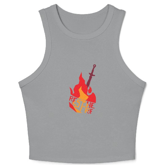 Rest Here Bonfire Gamer Design Crop Tank Top