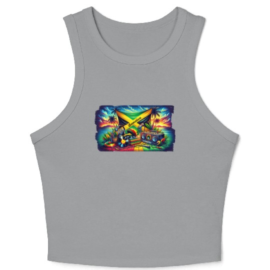 Jamaica Caribbean Reggae Music Design Crop Tank Top
