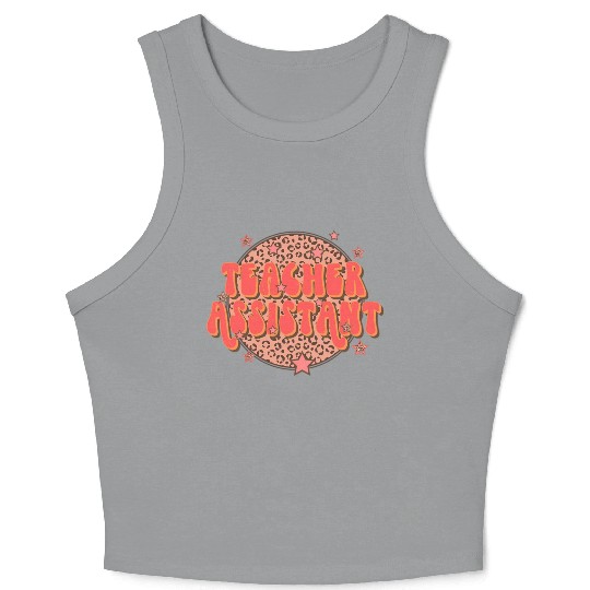 Retro Groovy Leopard Teacher Assistant Crop Tank Top