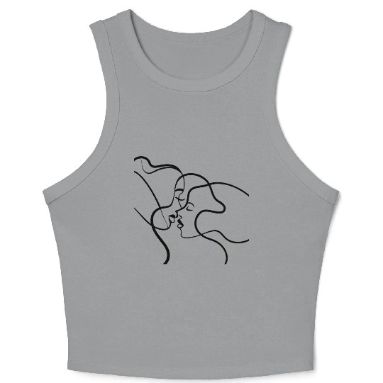 Lesbian Couple Line Art Crop Tank Top