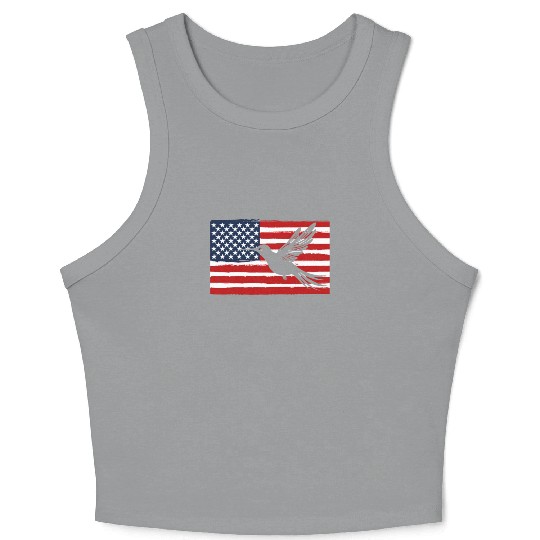 Hummingbird Us Flag Us American Flag Crop Tank Top