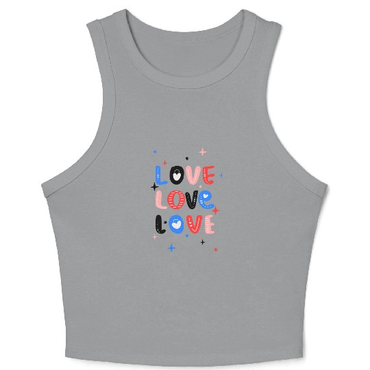 White Red Pink Light Blue Black Bold Valentine Crop Tank Top