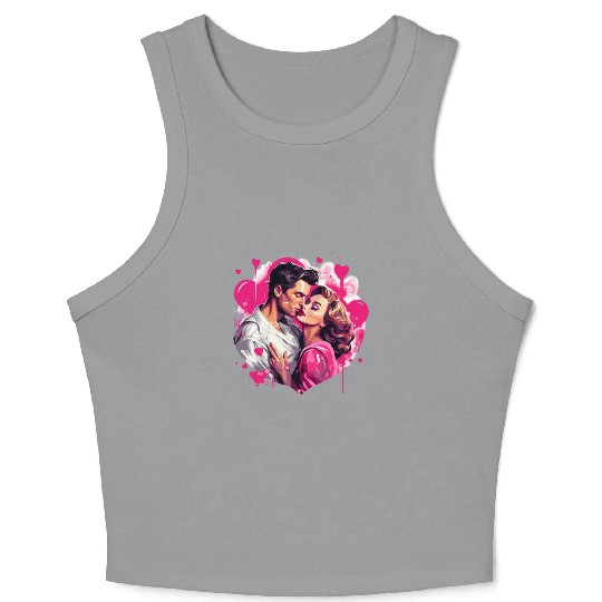 Valentine's Day, Hollywood Lovers Vintage Poster Crop Tank Top