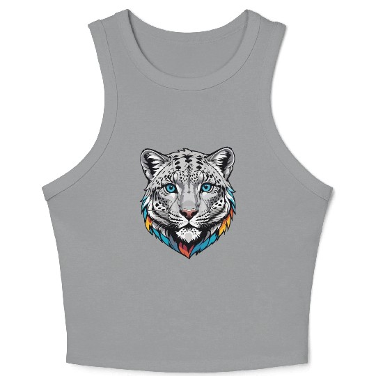 Majestic Snow Leopard Portrait - Exotic Wildlife Crop Tank Top