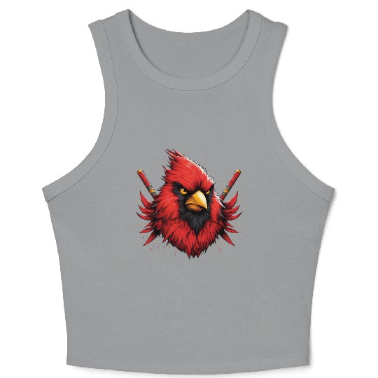 Red Northern Cardinal As Ninja Symbol Of Bravery Crop Tank Top
