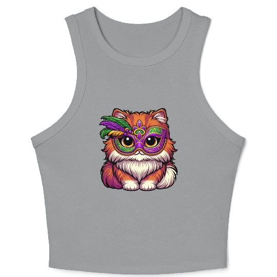Mardi Gras Persian Cat, Dressed-up Cat Crop Tank Top