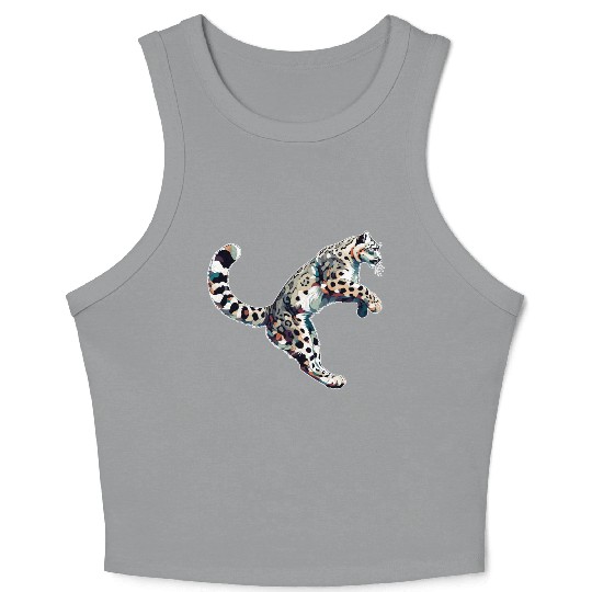 Snow Leopard Leopard White Leopard Crop Tank Top