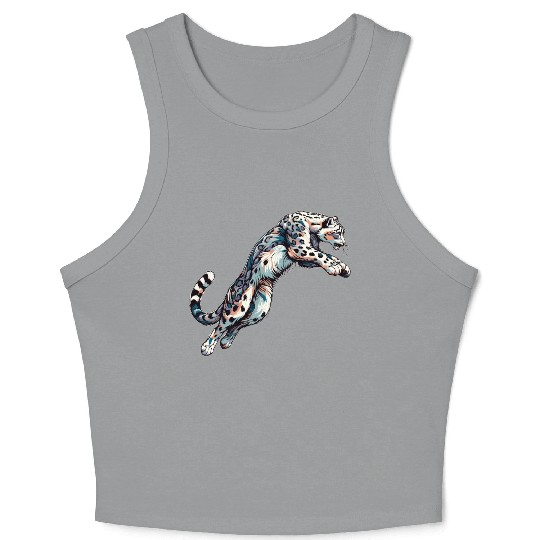 Snow Leopard Leopard White Leopard Crop Tank Top