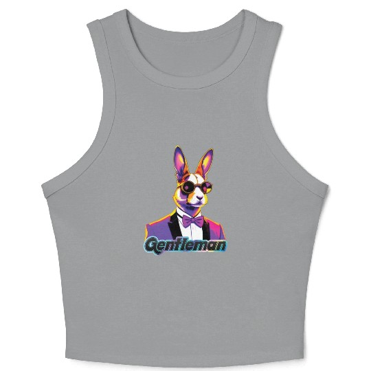 Pop Art Playboy Rabbit Gentleman Cyberpunk Bunny Crop Tank Top