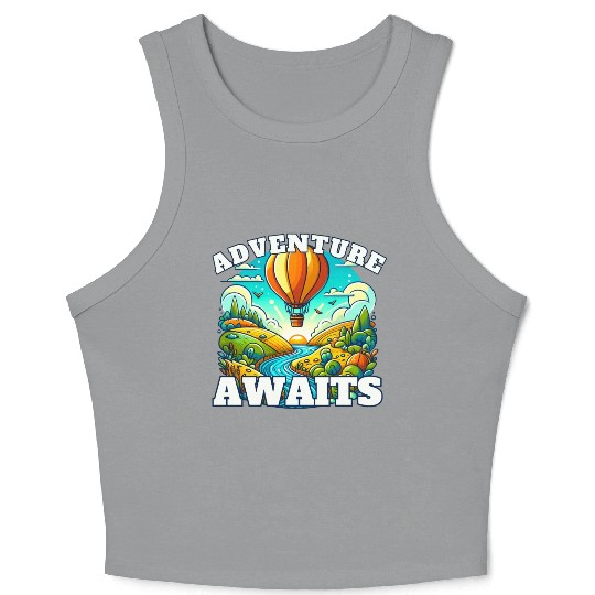 Adventure Awaits Hot Air Balloon Crop Tank Top