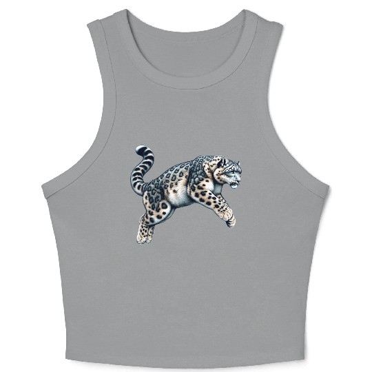 Snow Leopard Leopard White Leopard Crop Tank Top