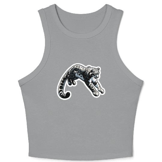 Snow Leopard Leopard White Leopard Crop Tank Top