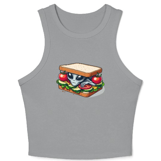 Alien Hiding in a Sandwich Crop Tank Top