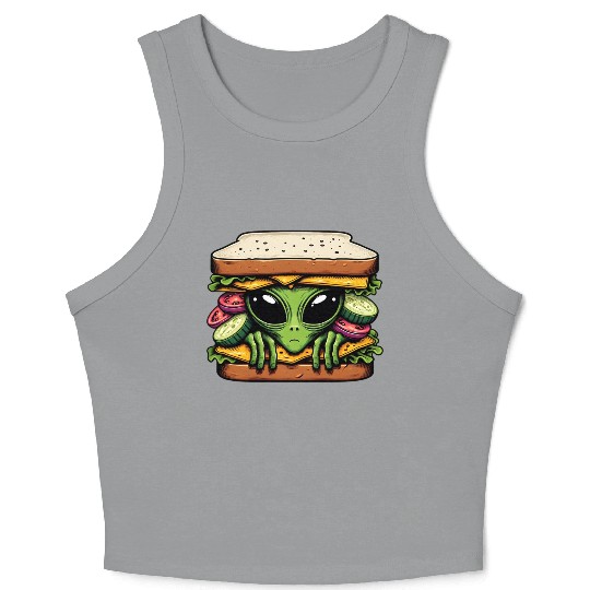 Alien Hiding in a Sandwich Crop Tank Top
